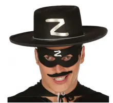 Z Logolu Yetişkin Zorro Şapkası ve Zorro Maskesi