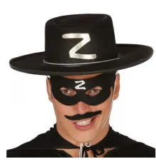 Z Logolu Yetişkin Zorro Şapkası ve Zorro Maskesi