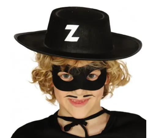 Z Logolu Zorro Şapkası ve Zorro Maskesi Çocuk Boy