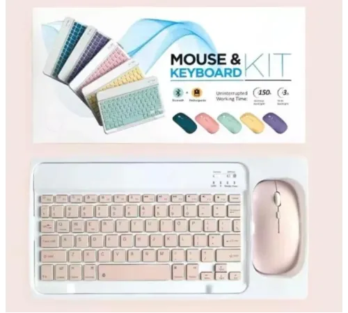 ZR20Km Pembe Kablosuz Klavye Mouse Set