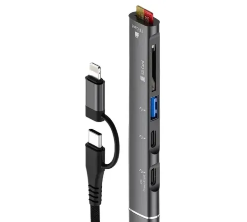 ZR563 Lightning Type-C 5 İn 1 Usb Hub Card Reader