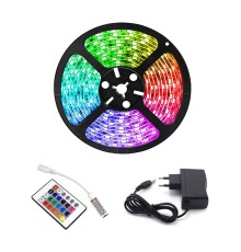 Rgb Şerit 5 Metre 16 Renkli Kumandalı Adaptörlü Çift Taraflı Bant