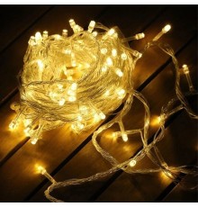 Yılbaşı Aydınlatması 100 LED Perde Hortum Sıcak Beyaz Işık - 10 Metre Dekoratif Şeffaf Kablolu Süs