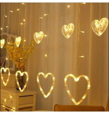 Kalp Dekorlu Animasyonlu Perde LED Işık 3 Metre