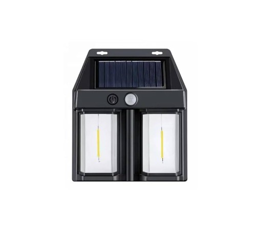 Rustik Ampul İkili Solar Duvar Aplik Güneş Enerjili Hareket Sensörlü