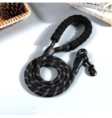 Köpekler İçin Gezdirme Tasması Reflektörlü 130 cm Halat Orta ve Büyük Boy Köpekler İçin Siyah