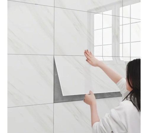 Beyaz Mermer Desenli Alüminyum Plastik Duvar Sticker 60 x 30 Cm