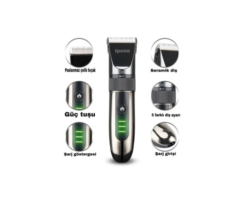 IP-1012 Kişisel Bakım Aleti Profesyonel Saç- Sakal Vücut Tüyleri Kesme Tıraş Makinesi