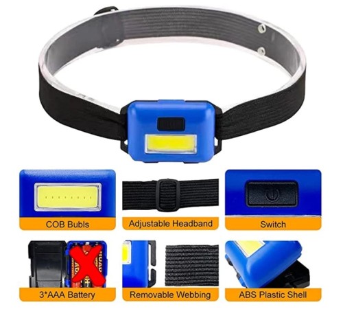 PS-T89 Mini Pilli COB LED 3 Mod Su Geçirmez Kafa Feneri Lambası