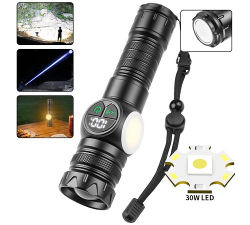 Profesyonel Zoomlu 30W Powerbank Mıknatıslı Avcı Kamp Tamirci Feneri PS-8745