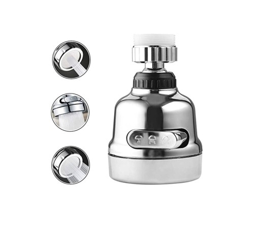 Krom 3 Fonksiyonlu Mutfak Lavabo Başlığı 360 Derece Döner Musluk Ucu