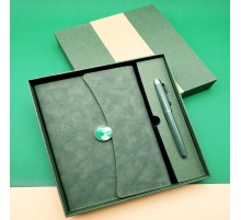 Özel Kutulu Deri Defter Ve Roller Kalem Seti Yeşil