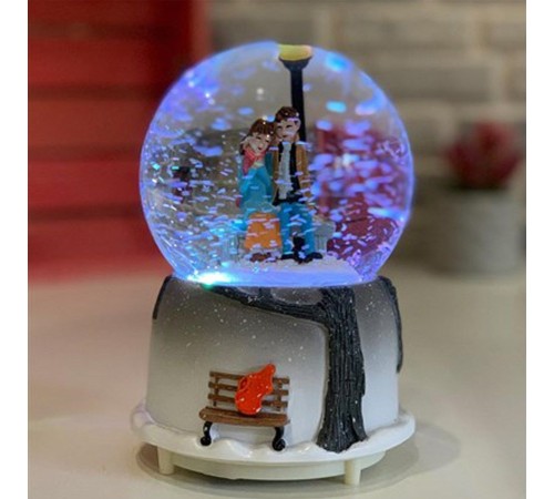 Orta Boy Sokak Lambalı Sevimli Çiftler Kar Küresi