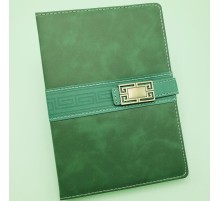 Deri Kapaklı Çizgili Not Defteri Yeşil