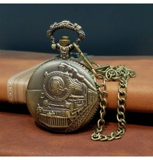 Antika Tren Tasarımlı Köstekli Cep Saati