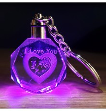 I Love You Kalpli Renk Değiştiren Işıklı Anahtarlık