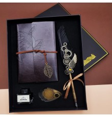 Tüylü Divit Hokka Kalem Seti Siyah