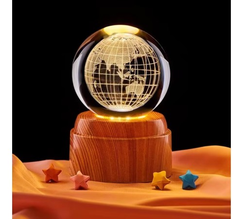 Dünya Tasarımlı Usbli Dönen Cam Küre
