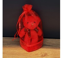 Hediyelik Kırmızı Tüllü Kese Ve Sevimli Ayıcık