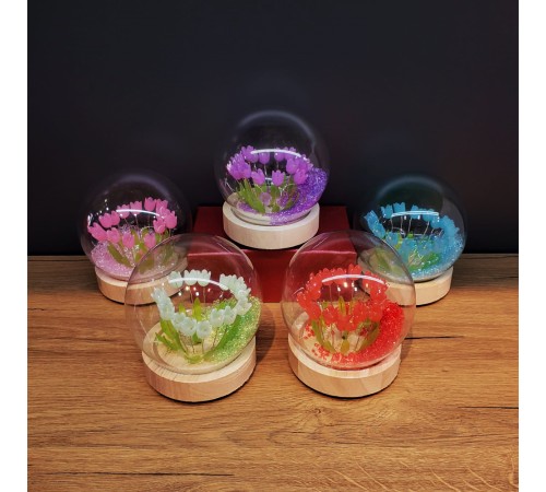 Led Işıklı Lale Cam Fanus 1 Adet