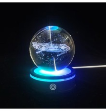 Gezegenler Tasarımlı Renk Değiştiren Dönen Cam Küre