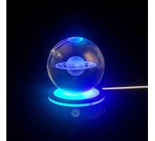 Satürn Gezegen Tasarım Dönen Usb li Cam Küre