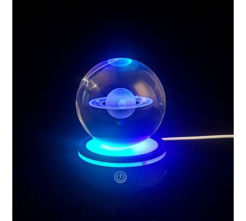 Satürn Gezegen Tasarım Dönen Usb li Cam Küre