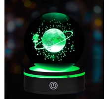 Renk Değiştiren Satürnlü Kız Dönen Cam Küre