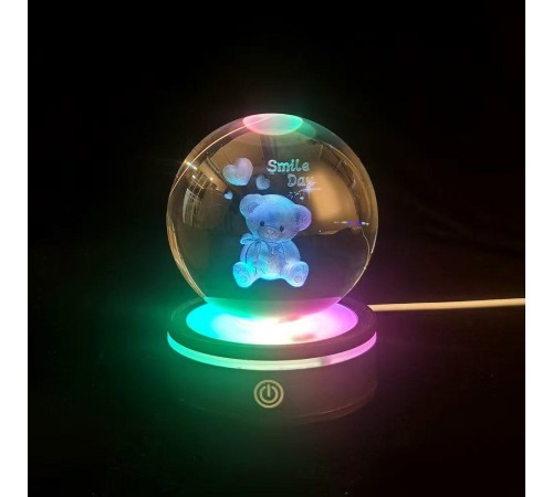 Ayıcık Tasarımlı Renk Değiştiren Dönen Cam Küre