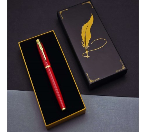 Tüylü Kalem Motif Kutulu Kırmızı Roller Kalem