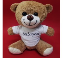 Kahverengi Seni Seviyorum Tişörtlü Ayı