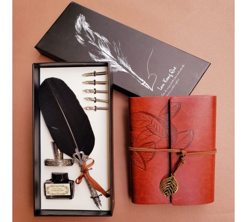 Deri Hatıra Defteri Ve Divit Mürekkepli Kalem Seti