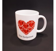 Kalpli Seni Seviyorum Baskılı Kupa Bardak