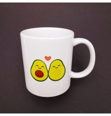 Sevimli Avokado Çift Baskılı Kupa Bardak