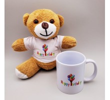 Happy Birthday Tişörtlü Ayıcık Ve Kupa Bardak Seti