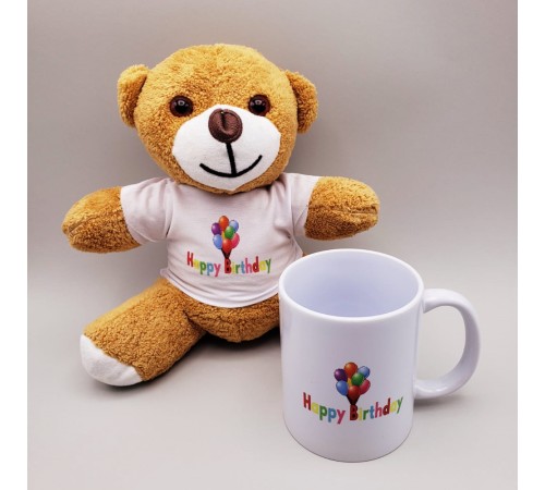 Happy Birthday Tişörtlü Ayıcık Ve Kupa Bardak Seti