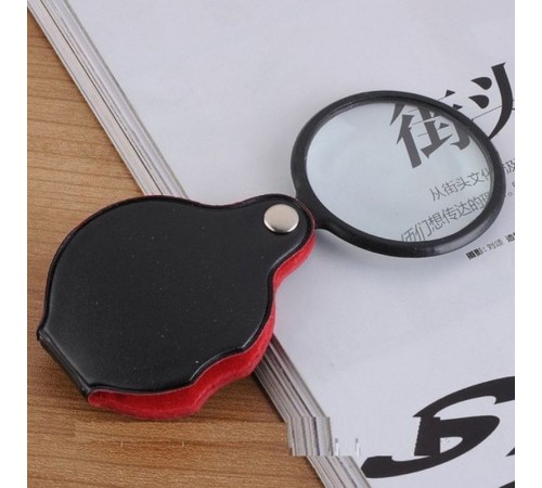 5X-50Mm-Mini Büyüteç Cepte Taşınan Optik Lens Katlanabilir Deri Kaplama Xx1051