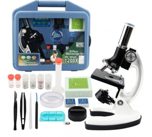Mikroskop Taşınabilir Set 28 Parça Eğitim Mikroskop Kiti 300X 600X Ve 1200X Çocuklara