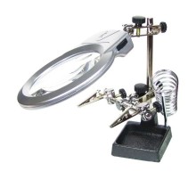 Ayarlanabilir Başlıklı Elektronikçi Yardım Lehim Standı Ile Ledli Büyüteç