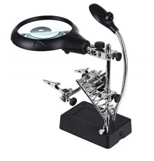 Masa Üstü Mandallı 2.5X90 Mm 7.5X34 Mm Mercekli Adaptörlu Işıklı Büyüteç