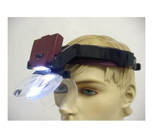 Lens Takmalı 4 Lens Led Lambalı Şapka Tip Büyüteç