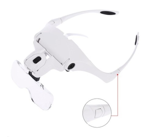 5 Lens 1.0X-3.5X 2Led Işıklı İle Ayarlanabilir Gözlük Büyüteç 9892B2