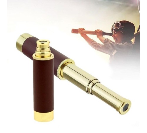 30X40 Panda Büyük Mercekli Pirinç Gövdeli Deri Çantalı Denizcilik Korsan Dürbün