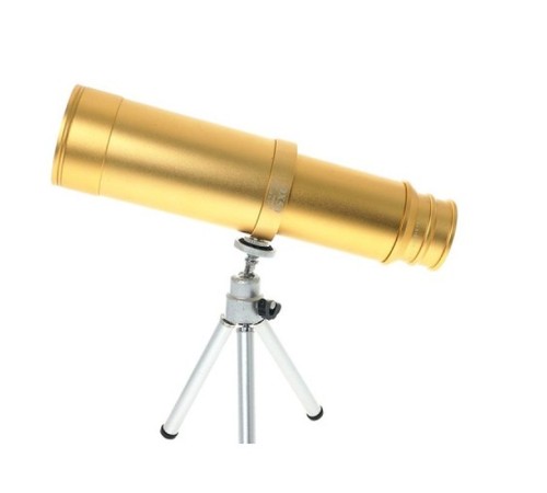 50X50 Panda Metal Gövde Tek Gözle Büyük Mercek Korsan Dürbün Gold