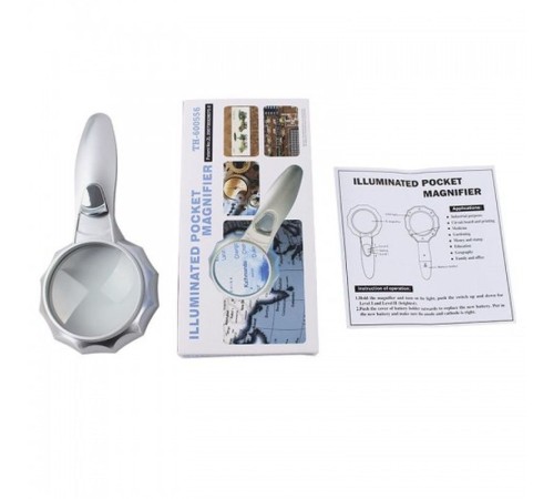 4X 6 Led Işık Aydınlatma 75Mm Optik Lens El Büyüteç