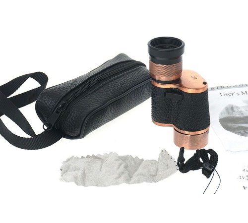 6X24 Baıgısh Askeri Tarzi Pirinç Ve Deri Kaplamalı Deri Çantalı Monocular Dürbün Princ
