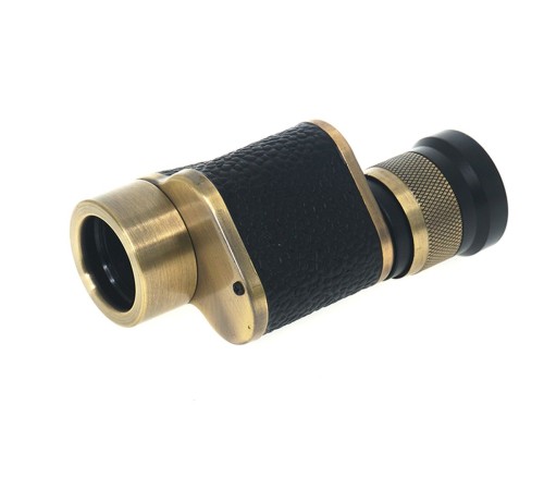 6X24 Baigish Askeri Tarzi Pirinç Ve Deri Kaplamalı Deri Çantalı Monocular Dürbün Sarı