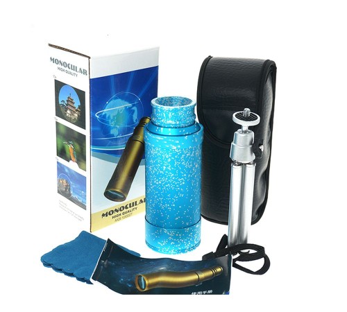 50X50 Panda Metal Gövde Tek Gözle Büyük Mercek Korsan Dürbün Mavi