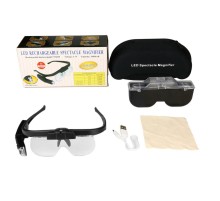 Şarjlı Gözlük Tip Büyüteç Mercek Lup Lensleriyle Taşıma Çantalı 11642Dc