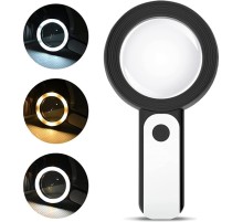 30X -12Işıklı Büyüteç Taşınabilir Çıft Katmanlı Optik Cam Okuma Büyüteç 2290-18